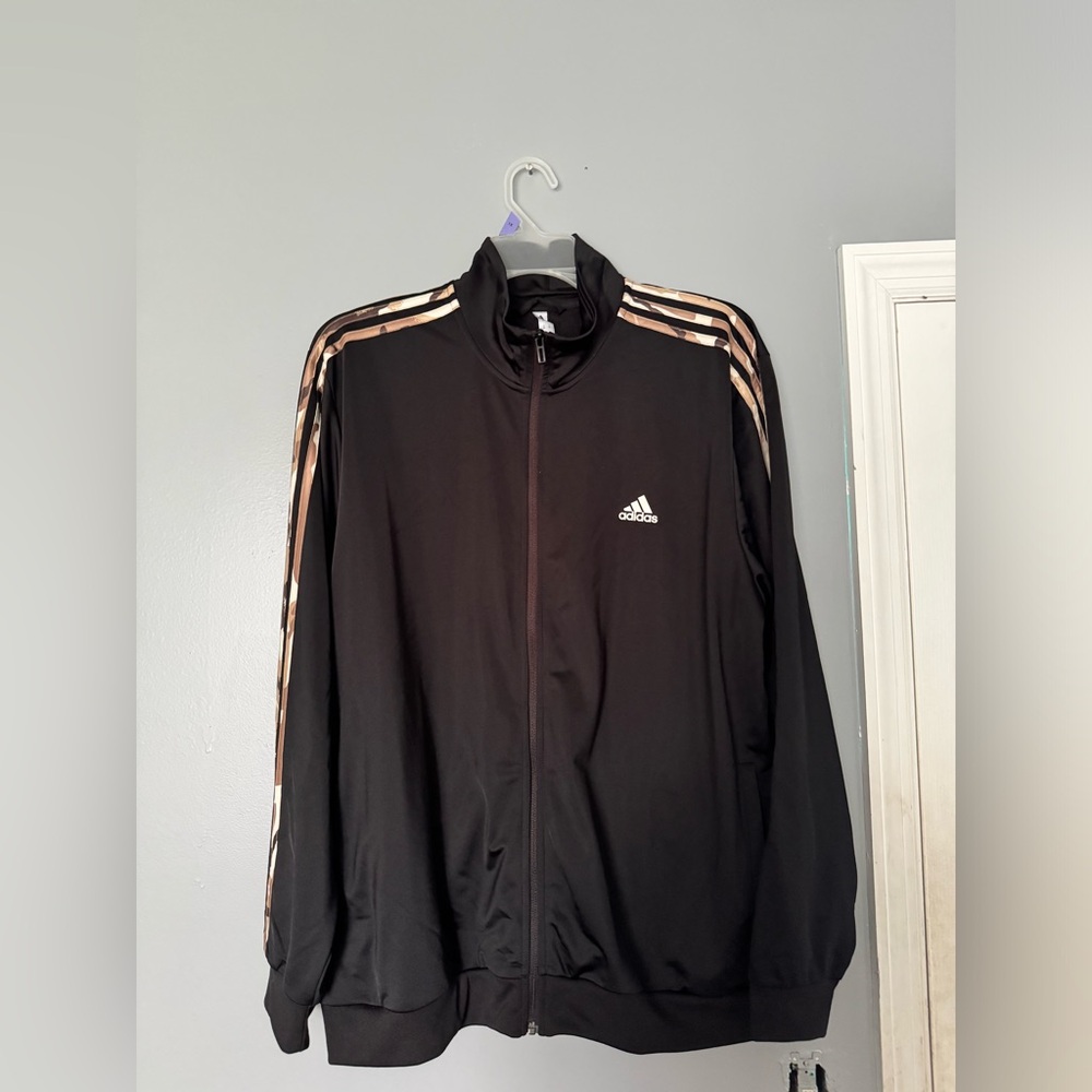 Adidas Black Jacket with Gold Stripes